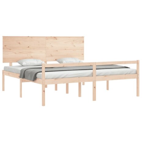 Seniorenbed met hoofdbord massief hout 200x200 cm 4