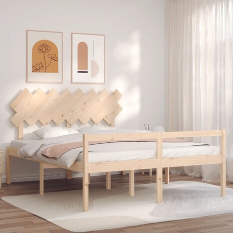 Seniorenbed met hoofdbord massief hout 160x200 cm 1