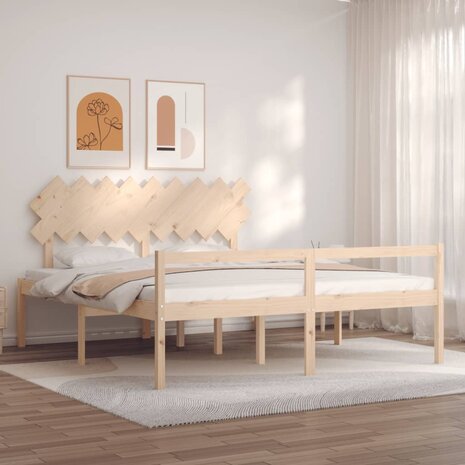 Seniorenbed met hoofdbord massief hout 1