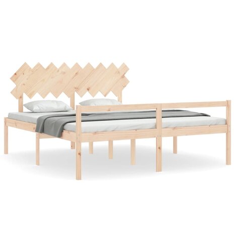 Seniorenbed met hoofdbord massief hout 2