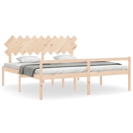 Seniorenbed met hoofdbord massief hout 200x200 cm 2