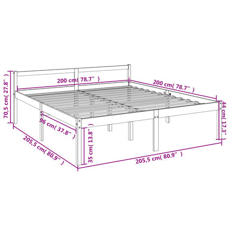 Seniorenbed massief grenenhout 200x200 cm 9