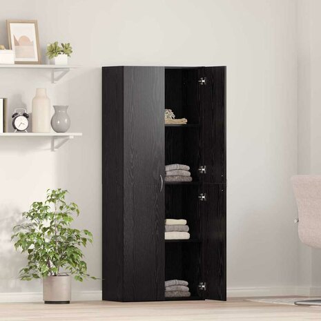 Kantoorkast Zwart Eiken 70 x 32 x 77.5 cm Bewerkt hout 4