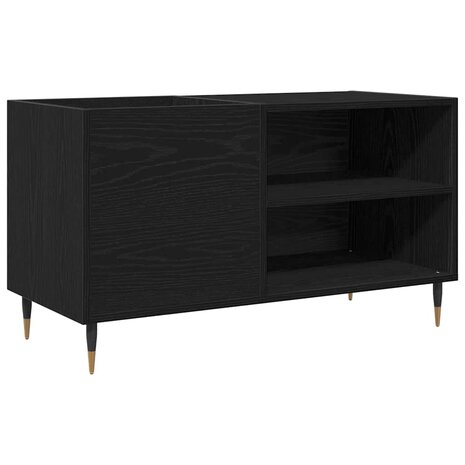 Platenkast met plank Zwart Eiken 85 x 38 x 48 cm Bewerkt hout 2