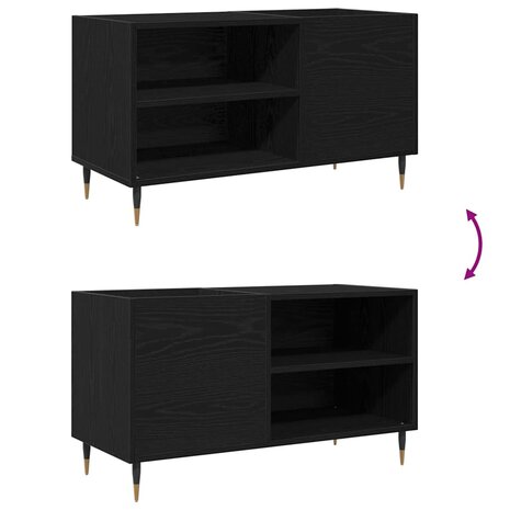 Platenkast met plank Zwart Eiken 85 x 38 x 48 cm Bewerkt hout 9