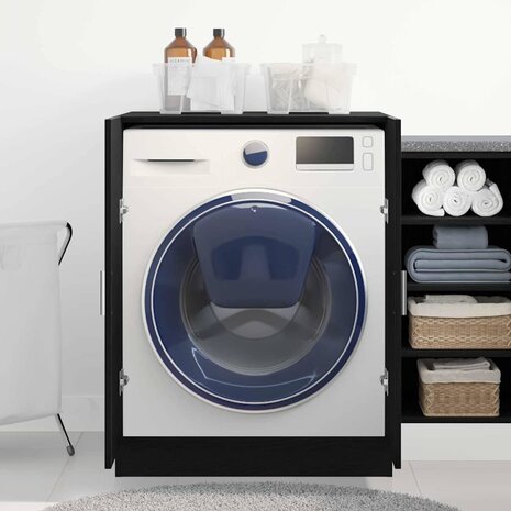 Wasmachinekast met opslag Zwart Eiken 70,5 x 71,5 x 91,5 cm 4