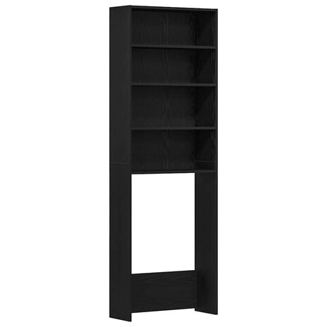 Wasmachinekast Zwart Eiken 64 x 24 x 190 cm Bewerkt hout 2