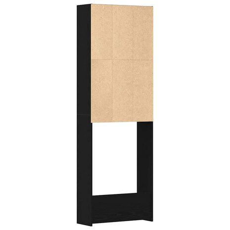 Wasmachinekast Zwart Eiken 64 x 24 x 190 cm Bewerkt hout 5
