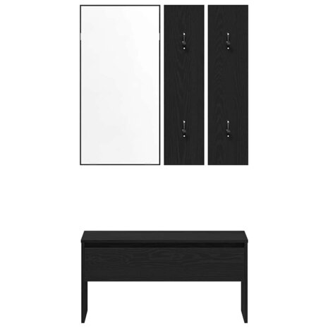 Halmeubelset met lade met opslag 4 pcs Zwart Eiken Bewerkt hout 7