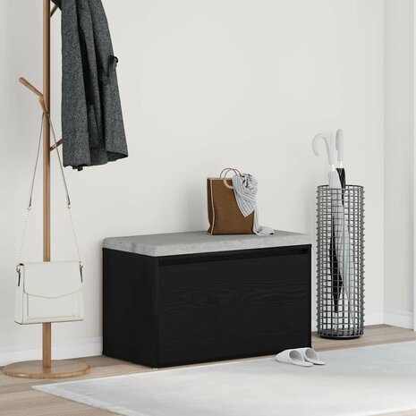 Bank met lade met opslag Zwart 80 x 40 x 45 cm Bewerkt hout 1