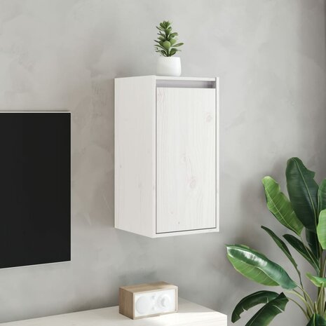 Wandkast 30x30x60 cm massief grenenhout wit 1