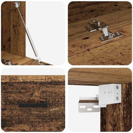 Wandkast Wandgemonteerd Oudhout 60 x 36,5 x 35 cm Bewerkt hout 9