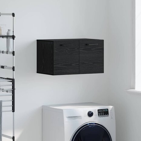 Wandkast Zwart Eiken 60 x 36,5 x 35 cm Bewerkt hout 1