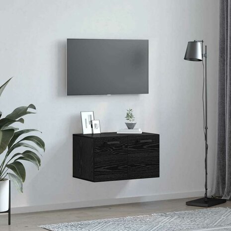 Wandkast Zwart Eiken 60 x 36,5 x 35 cm Bewerkt hout 4