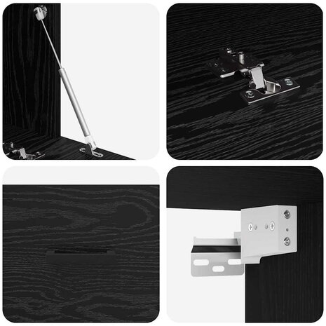 Wandkast Zwart Eiken 60 x 36,5 x 35 cm Bewerkt hout 9