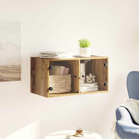 Wandkast Wandgemonteerd Oud Hout 68 x 37 x 35 cm Bewerkt hout 4