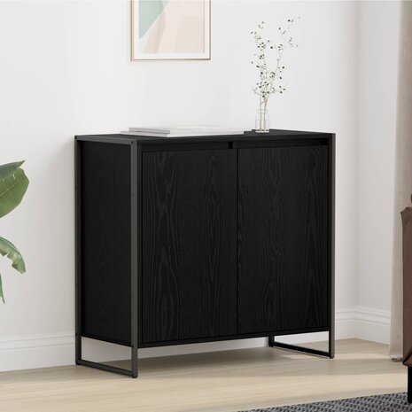 Bijzetkast Zwart Eiken 79 x 36 x 75 cm Bewerkt hout 1