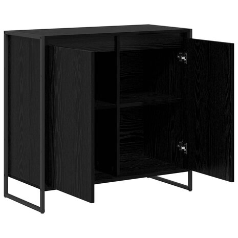 Bijzetkast Zwart Eiken 79 x 36 x 75 cm Bewerkt hout 5