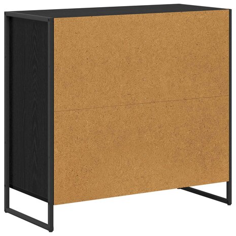 Bijzetkast Zwart Eiken 79 x 36 x 75 cm Bewerkt hout 8
