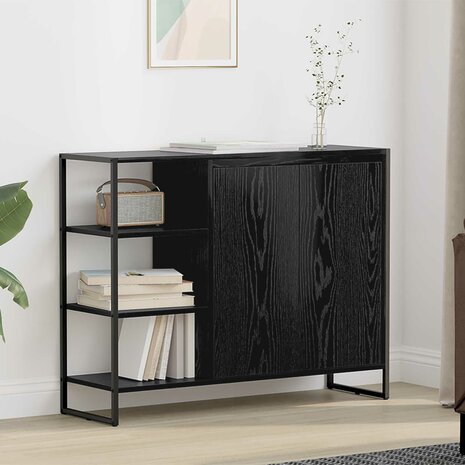 Bijzetkast Zwart Eiken 96.5 x 30 x 75 cm Bewerkt hout 1