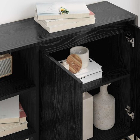 Bijzetkast Zwart Eiken 96.5 x 30 x 75 cm Bewerkt hout 4