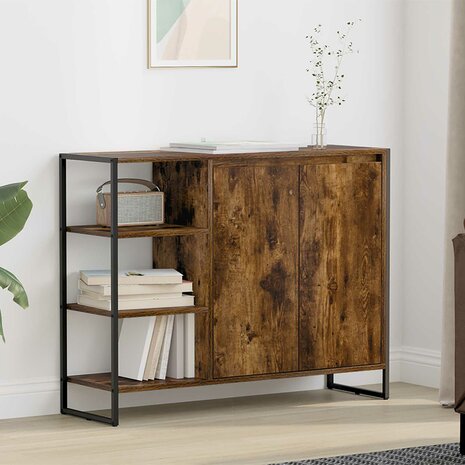 Bijzetkast Rook Eik 96.5 x 30 x 75 cm Bewerkt hout 1