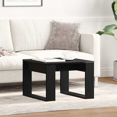 Salontafel Zwart Eiken 50 x 50 x 35 cm Bewerkt hout 1