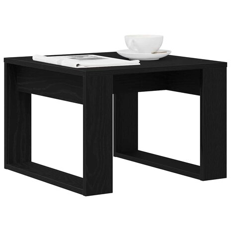 Salontafel Zwart Eiken 50 x 50 x 35 cm Bewerkt hout 3