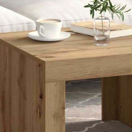Salontafel Artisan Eiken 50 x 50 x 35 cm Bewerkt hout 4