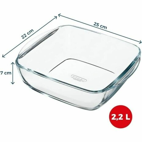 Ovenschaal Pyrex Transparant Borosilicaatglas Vierkant 3