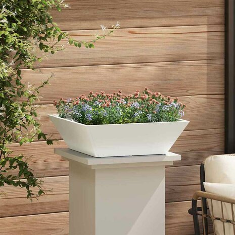 Tuin Bloempot Wit 50 x 50 x 15 cm Koudgewalst staal 4