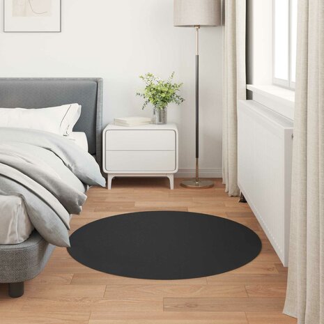 Nep Konijnenbont Tapijt Olite Zwart &Oslash; 80 cm Polyester 4