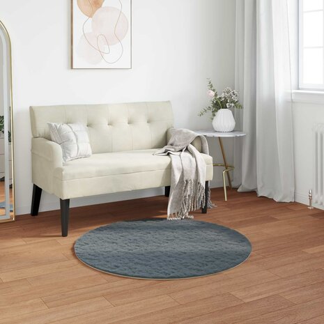 Nep Konijnenbont Tapijt Olite Antraciet &Oslash; 100 cm Polyester 1