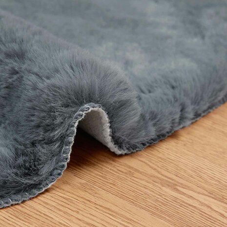 Nep Konijnenbont Tapijt Olite Antraciet 60 x 90 cm Polyester 5