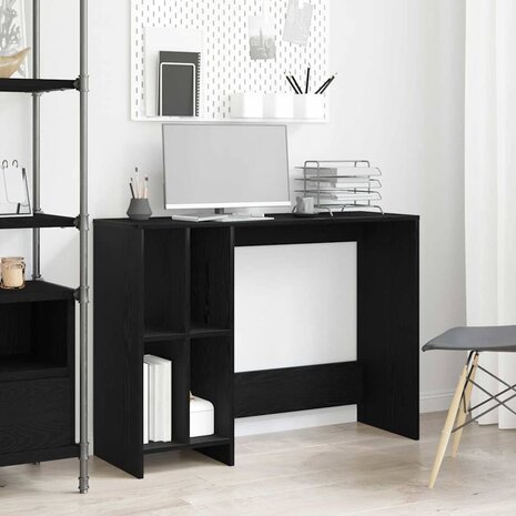 Bureau met plank Zwart Eiken 102,5 x 35 x 75 cm Bewerkt hout 1