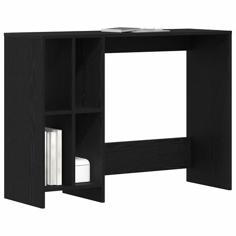 Bureau met plank Zwart Eiken 102,5 x 35 x 75 cm Bewerkt hout 3