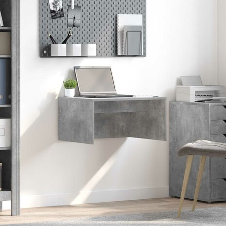 Aan de muur bevestigd bureau Beton Grijs 60 x 45 x 30 cm 1