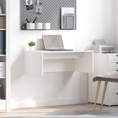 Aan de muur bevestigd bureau Wit 80 x 45 x 30 cm Bewerkt hout 1