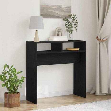 Wandtafel Zwart Eiken 78 x 30 x 80 cm Bewerkt hout 1