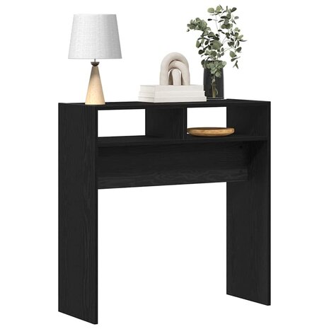 Wandtafel Zwart Eiken 78 x 30 x 80 cm Bewerkt hout 3