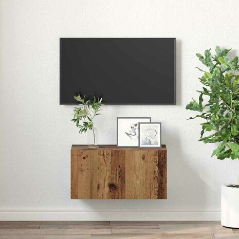 Tv-meubelset Wandgemonteerd Bruin 60 x 30 x 30 cm Bewerkt hout 4