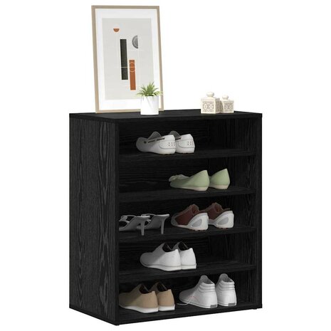 Schoenenkast met plank Zwart Eiken 60 x 35 x 70 cm Bewerkt hout 3
