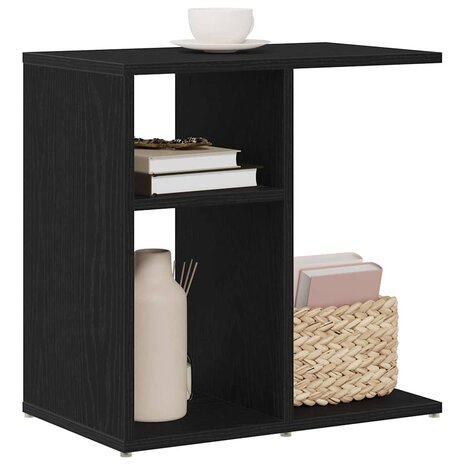 Bijzettafel Zwart Eiken 50 x 30 x 50 cm Bewerkt hout 3
