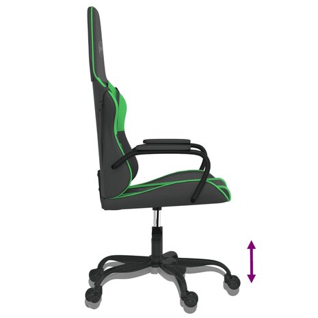 Massage gamestoel kunstleer zwart en groen 6