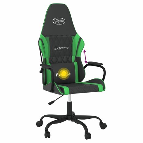 Massage gamestoel kunstleer zwart en groen 7