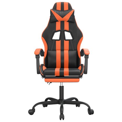 Gamestoel draaibaar met voetensteun kunstleer zwart en oranje 3