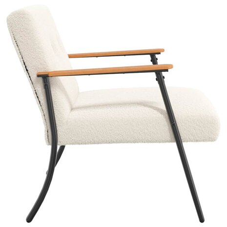 Fauteuil Cr&egrave;me 59 x 75 x 78 cm Krullend Wol-achtig Stof 5