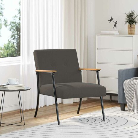 Fauteuil Donkergrijs 59 x 75 x 78 cm Krullend Wol-achtig Stof 1