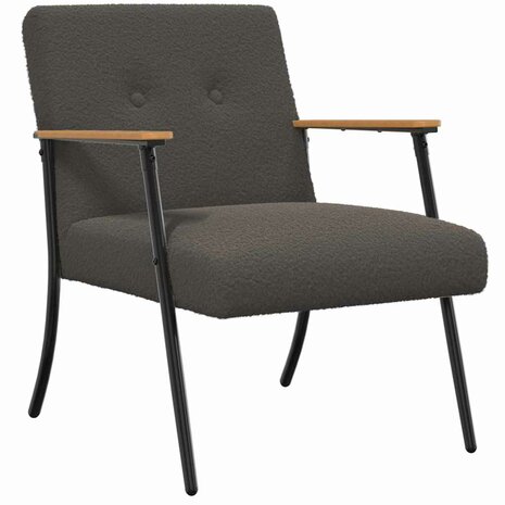 Fauteuil Donkergrijs 59 x 75 x 78 cm Krullend Wol-achtig Stof 2