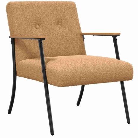 Fauteuil Beige 59 x 75 x 78 cm Krullend Wol-achtig Stof 2